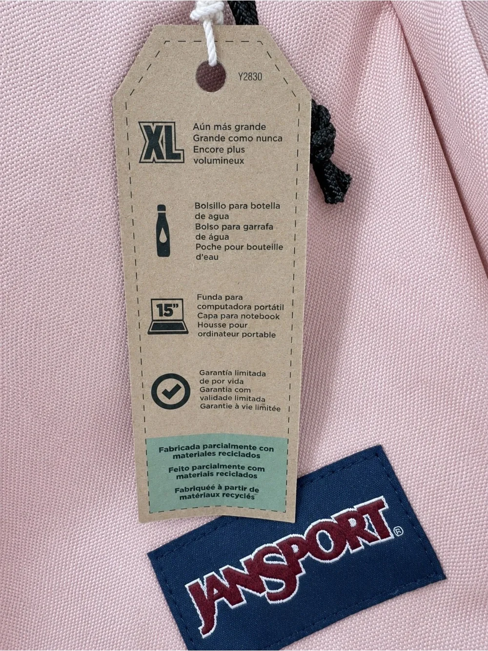 JanSport XL Dusty Pink Backpack 15” Laptop Sleeve NWT